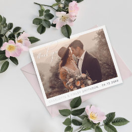 Postal Festiva Con Relieve Metalizado Boda personalizado de caligrafía mínima Gracias