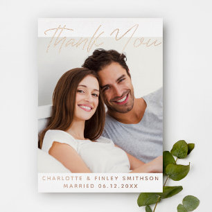 Postal Festiva Con Relieve Metalizado Boda personalizado moderno y mínimo Gracias
