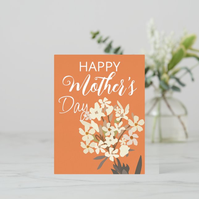 Postal Festiva Con Relieve Metalizado Bouquet floral blanca / Día de la madre (Anverso de pie)