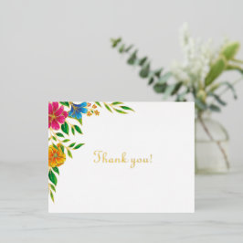 Postal Festiva Con Relieve Metalizado Bright Flower Spring Summer Wedding Foil Gracias
