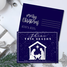 Postal Festiva Con Relieve Metalizado Brilla esta temporada los Navidades de la Nativida