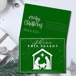 Postal Festiva Con Relieve Metalizado Brilla esta temporada Navidades de la Natividad Pl
