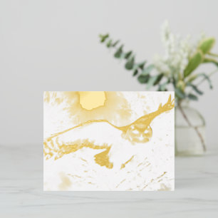 Postal Festiva Con Relieve Metalizado Búho