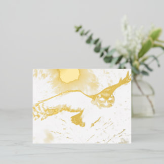 Postal Festiva Con Relieve Metalizado Búho