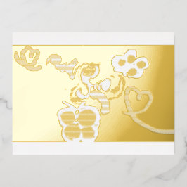 Postal Festiva Con Relieve Metalizado Butterflies and Roses valentine 