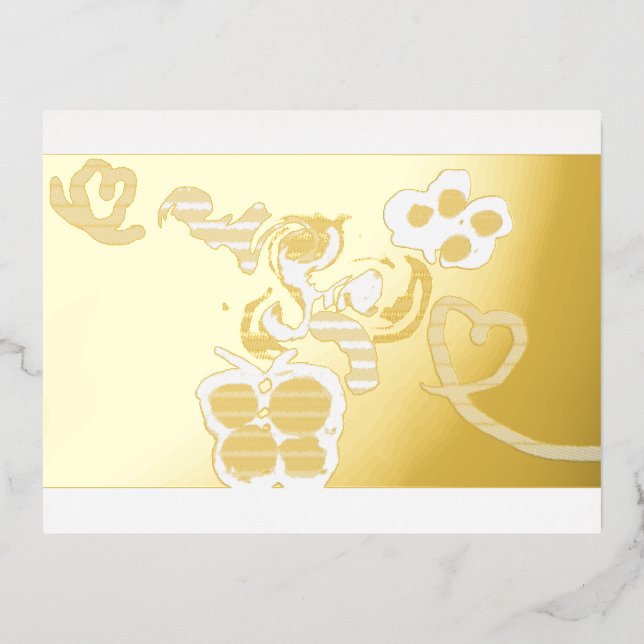 Postal Festiva Con Relieve Metalizado Butterflies and Roses valentine  (Anverso)