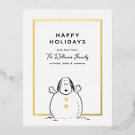 Postal Festiva Con Relieve Metalizado Cacahuetes | Fotografía de la familia Snowman en S<br><div class="desc">Envíe esta divertida tarjeta de vacaciones de collage de Navidades de la familia Peanuts. Personaliza tu foto.</div>