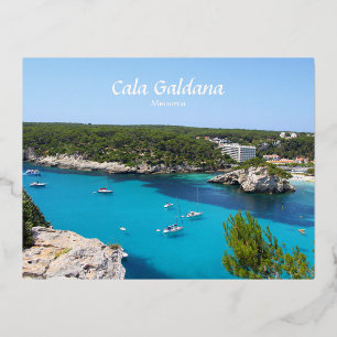 Postal Festiva Con Relieve Metalizado Cala Galdana, Menorca, España