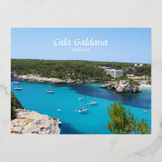 Postal Festiva Con Relieve Metalizado Cala Galdana, Menorca, España