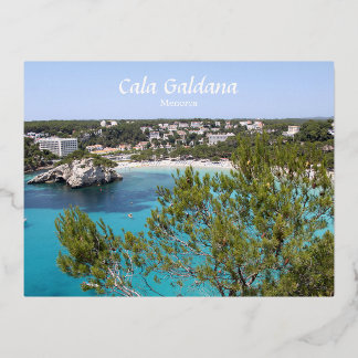 Postal Festiva Con Relieve Metalizado Cala Galdana, Menorca, España