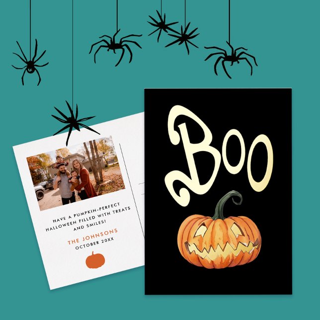 Postal Festiva Con Relieve Metalizado Calabaza Naranja Spooktacular de Boo Cul Fun Hallo (Subido por el creador)