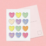 Postal Festiva Con Relieve Metalizado Candy Hearts divertidos contra San Valentín<br><div class="desc">Gracioso diseño de El día de San Valentín cardíaco de caramelos con frases medias sobre ellos. Las frases incluyen "Ewww,  déjame en paz,  Piérdete,  Vete,  Ur Gross,  U Smell,  Lo siento,  no lo siento,  Single es mejor,  L8tr,  Nope,  Love apesta y k thx bye".</div>