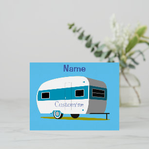 Postal Festiva Con Relieve Metalizado Caravana Camper RV Thunder_Cove