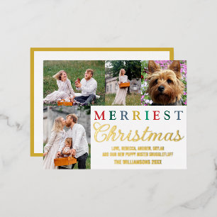 Postal Festiva Con Relieve Metalizado Cartas coloridas para Navidades de oro
