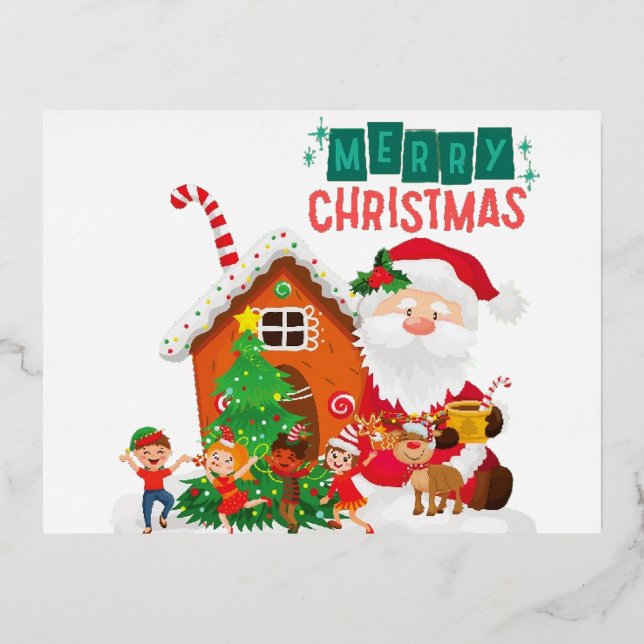 Postal Festiva Con Relieve Metalizado Carte postale  (Anverso)