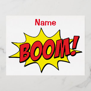 Postal Festiva Con Relieve Metalizado Cartoon Boom Thunder_Cove