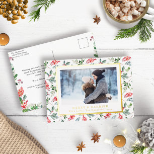 Postal Festiva Con Relieve Metalizado Casado y moro