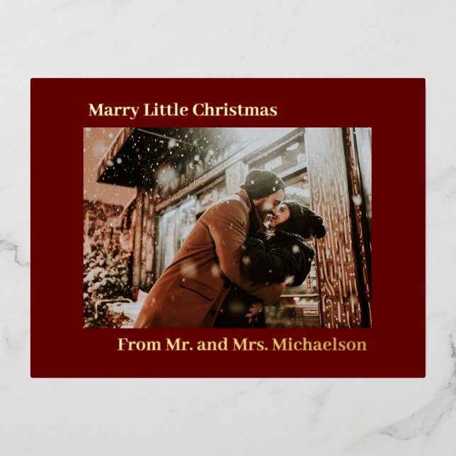 Postal Festiva Con Relieve Metalizado Casar a pequeños Navidades rojos (Anverso)
