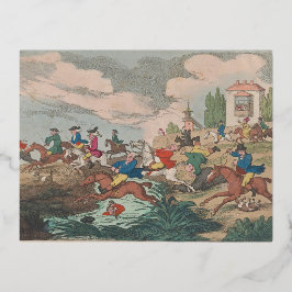 Postal Festiva Con Relieve Metalizado Caza - Gorra Fiesta