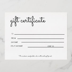 Postal Festiva Con Relieve Metalizado certificado de regalo