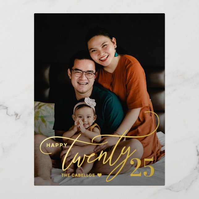 Postal Festiva Con Relieve Metalizado Charming Twenty RELIEVE METALIZADO Happy Year Card (Anverso)