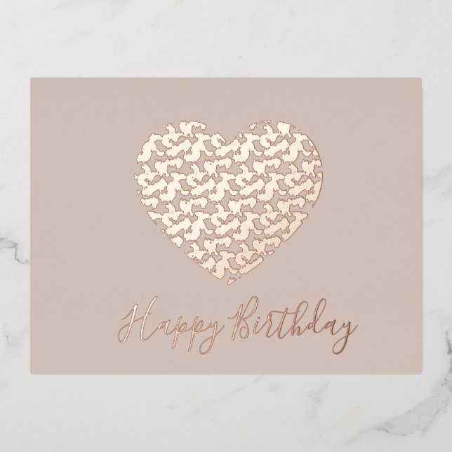 Postal Festiva Con Relieve Metalizado Cheetah Animal Print Heart Happy Birthday Rubor (Anverso)