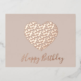 Postal Festiva Con Relieve Metalizado Cheetah Estampado Animal Corazón Feliz Cumpleaños