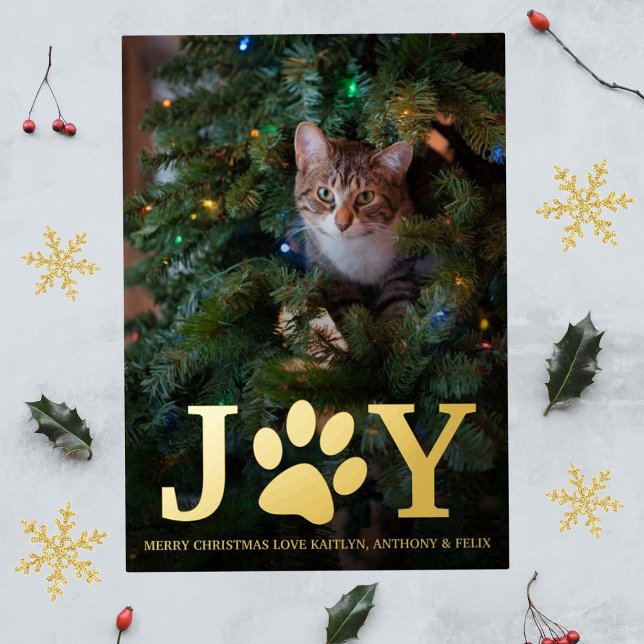 Postal Festiva Con Relieve Metalizado Christmas Joy | Pet Photo Real Foil (Subido por el creador)