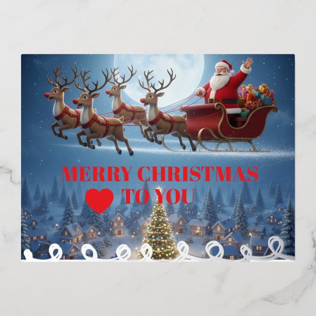Postal Festiva Con Relieve Metalizado Christmas Postcard (Anverso)