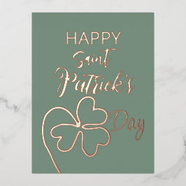 Postal Festiva Con Relieve Metalizado Cloverleaf Minimal/Día de San Patricio