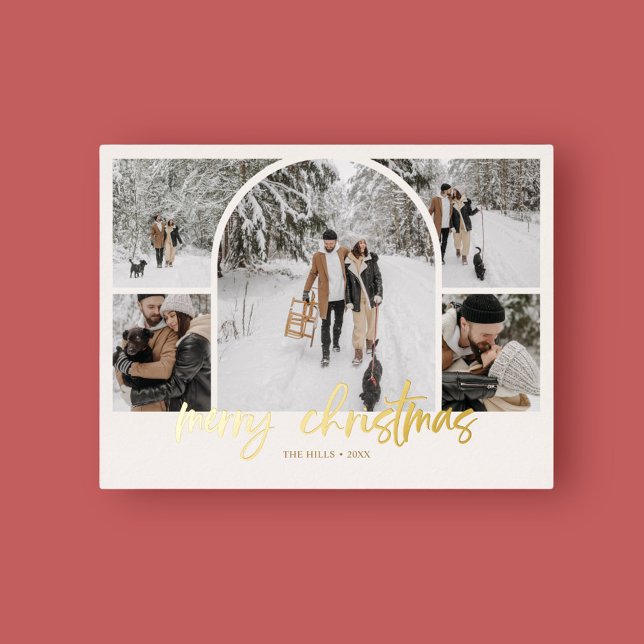 Postal Festiva Con Relieve Metalizado Collage de fotos Arch Feliz Navidad Relieve metali (Subido por el creador)