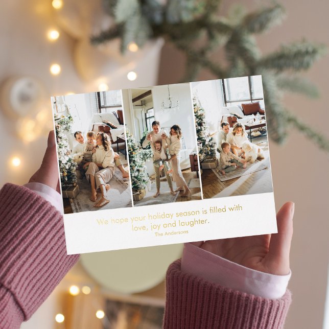 Postal Festiva Con Relieve Metalizado Collage moderno tres Navidades de fotografía (Subido por el creador)