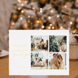 Postal Festiva Con Relieve Metalizado Collage Navidades Cuatro Fotos | Maravilloso feria<br><div class="desc">Familia fotográfica de navidades | Postales de Holiday Hugs</div>