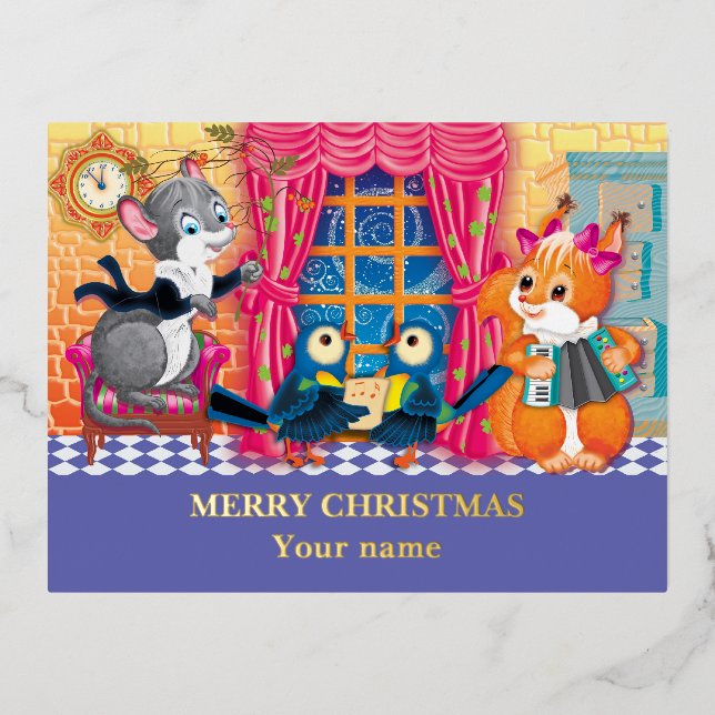 Postal Festiva Con Relieve Metalizado concierto Young Animal (Anverso)