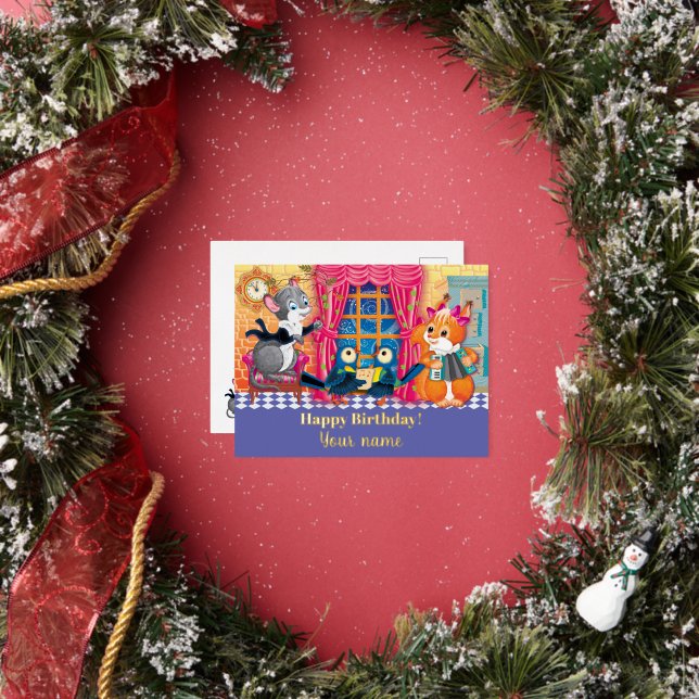 Postal Festiva Con Relieve Metalizado concierto Young Animal (in situ)