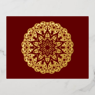 Postal Festiva Con Relieve Metalizado Contorno Mandala - Estilo de cosecha 1