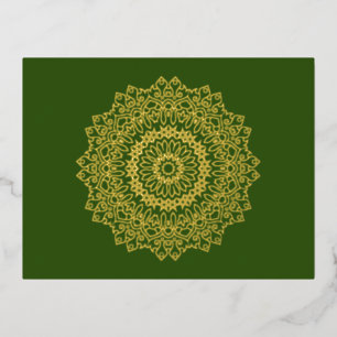 Postal Festiva Con Relieve Metalizado Contorno Mandala - Estilo de cosecha 4