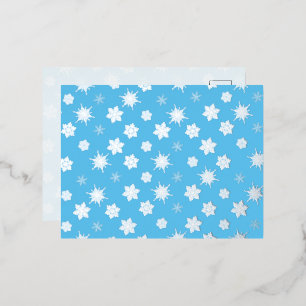 Postal Festiva Con Relieve Metalizado Copos de nieve