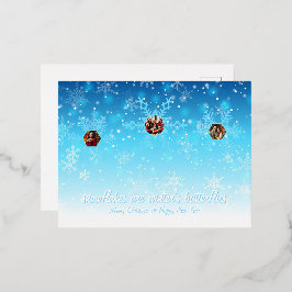 Postal Festiva Con Relieve Metalizado Copos de nieve