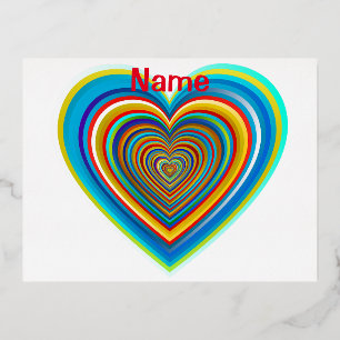 Postal Festiva Con Relieve Metalizado Corazón de San Valentín multicolor Thunder_Cove