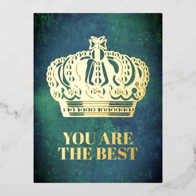 Postal Festiva Con Relieve Metalizado Corona de la Cruz Real - Rojo Azul dorado (Anverso)