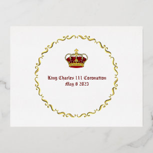 Postal Festiva Con Relieve Metalizado Coronación del Rey Carlos 111 6 de mayo de 2023