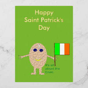 Postal Festiva Con Relieve Metalizado Costumbre patriótica irlandesa del huevo