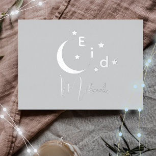 Postal Festiva Con Relieve Metalizado Crescent Luxury Relieve metalizado plateado Eid Mu