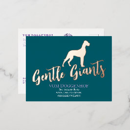 Postal Festiva Con Relieve Metalizado Criadero profesional de Grandes Daneses 