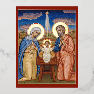 Postal Festiva Con Relieve Metalizado Cristo el Nuevo Amanecer