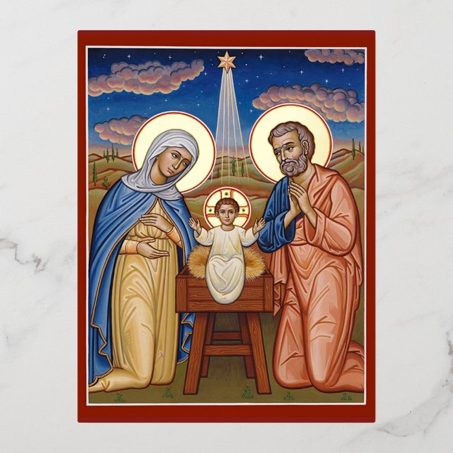 Postal Festiva Con Relieve Metalizado Cristo, el nuevo amanecer (Anverso)