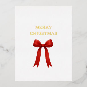 Postal Festiva Con Relieve Metalizado Cuadrillo rojo amargo Navidad