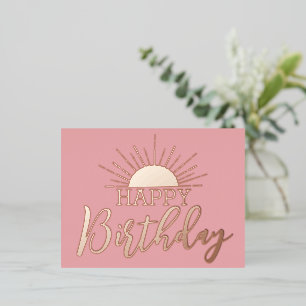 Postal Festiva Con Relieve Metalizado Cumpleaños Feliz Sunshine Hoja de Oro Real