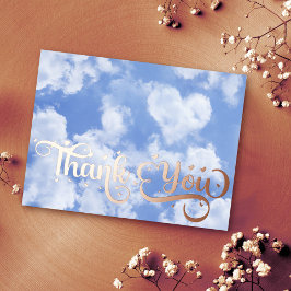 Postal Festiva Con Relieve Metalizado Cute Heart Shaped Cloud Blue Sky Boda Gracias